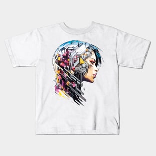 Japanese Woman Portrait Geisha Tradition Culture Abstract Kids T-Shirt